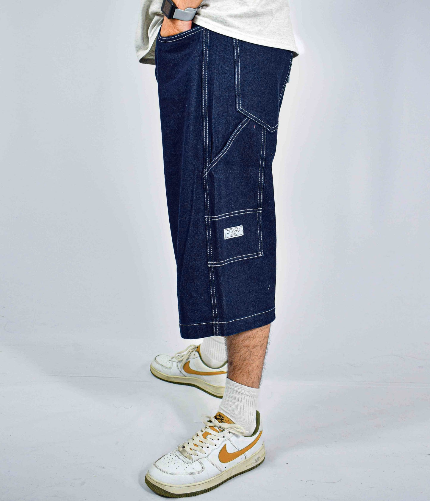 Bermuda Clasica Oversize Hombre en Jean - Azul Oscuro