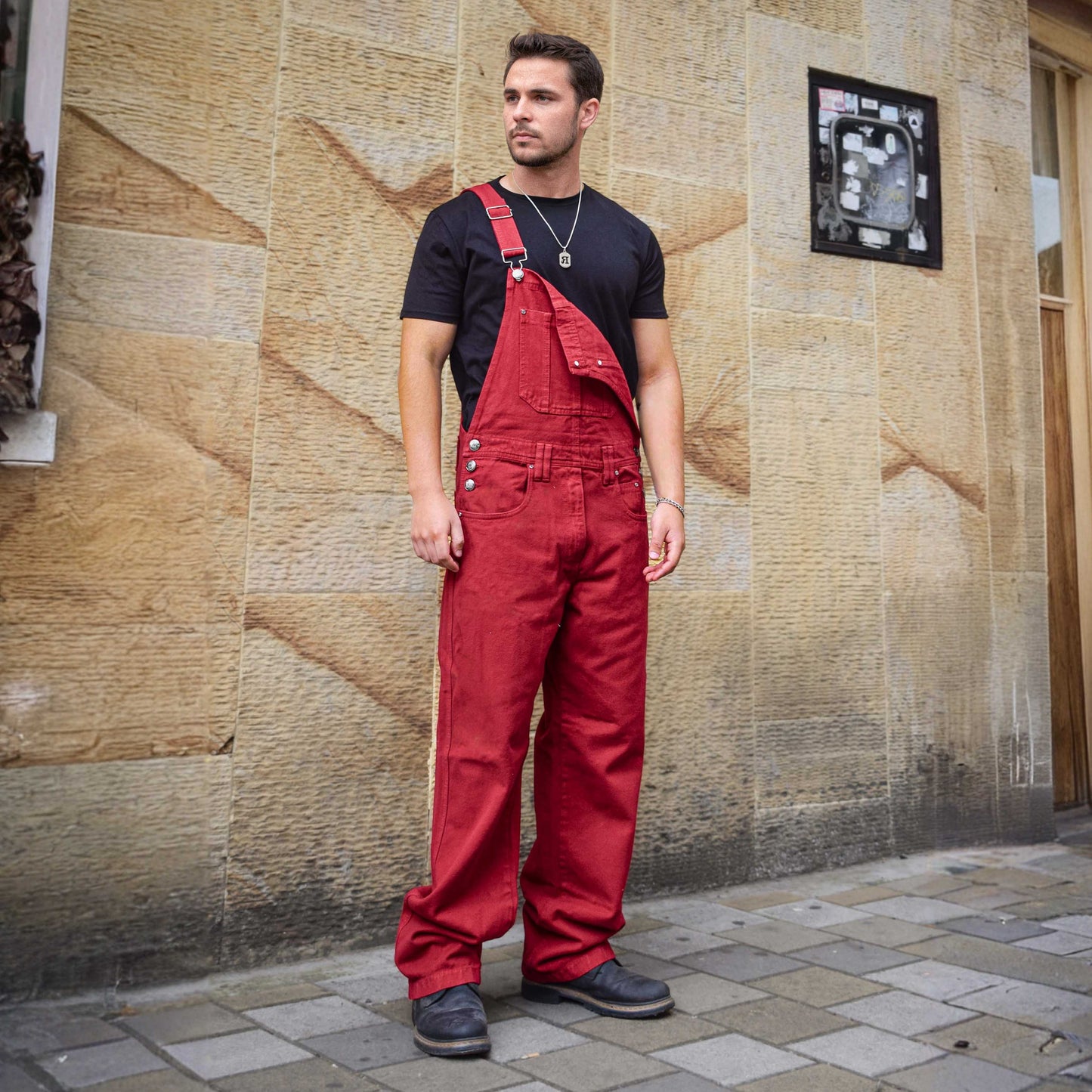 Overol Clásico Hombre en Jean - Rojo II