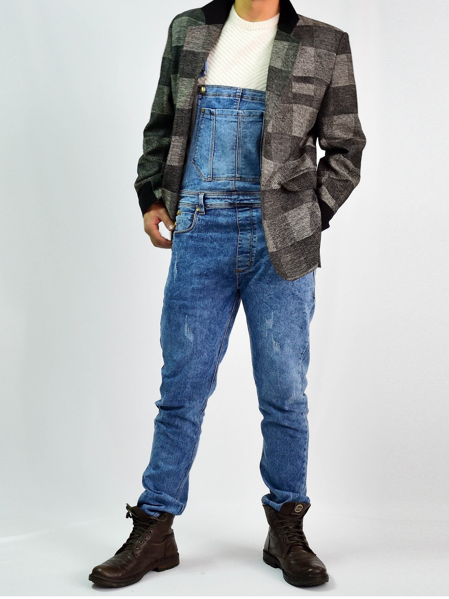 Overol Licrado en Jean con rotos- Azul Frost