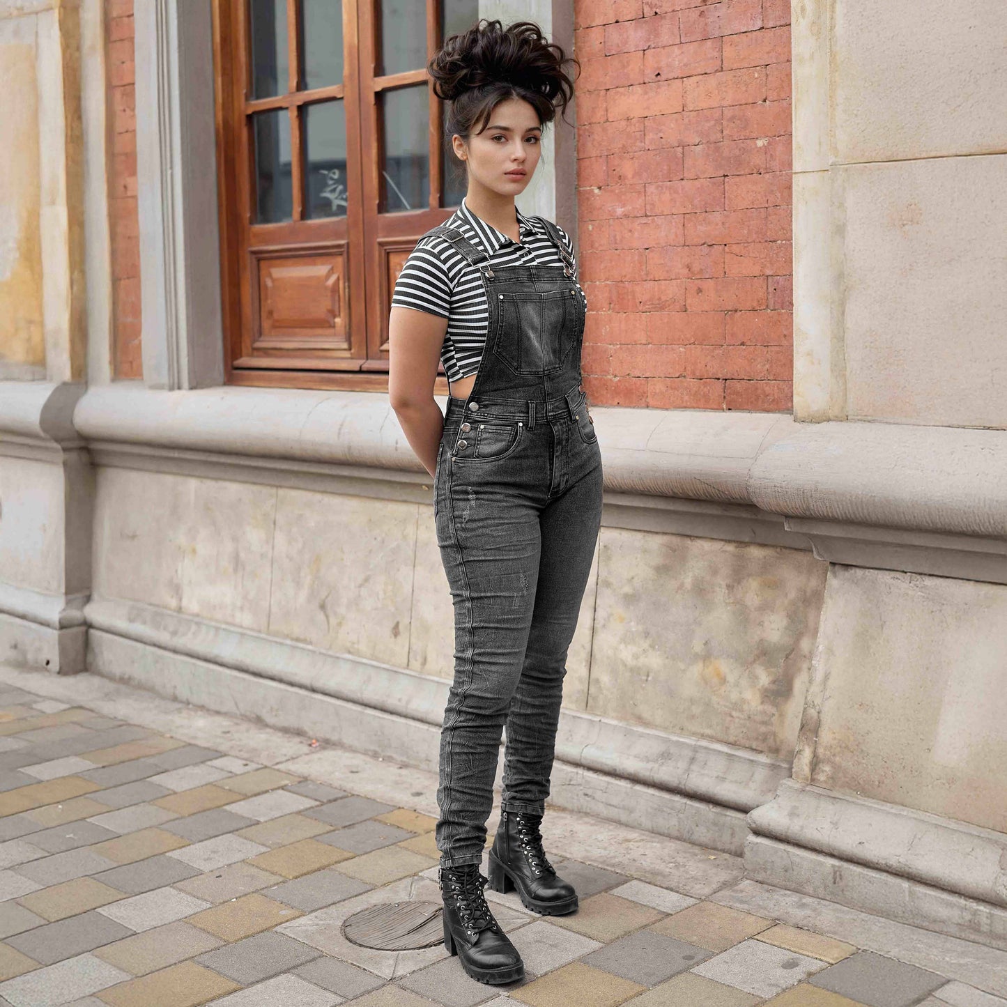 Overol Licrado Mujer en Jean - Gris