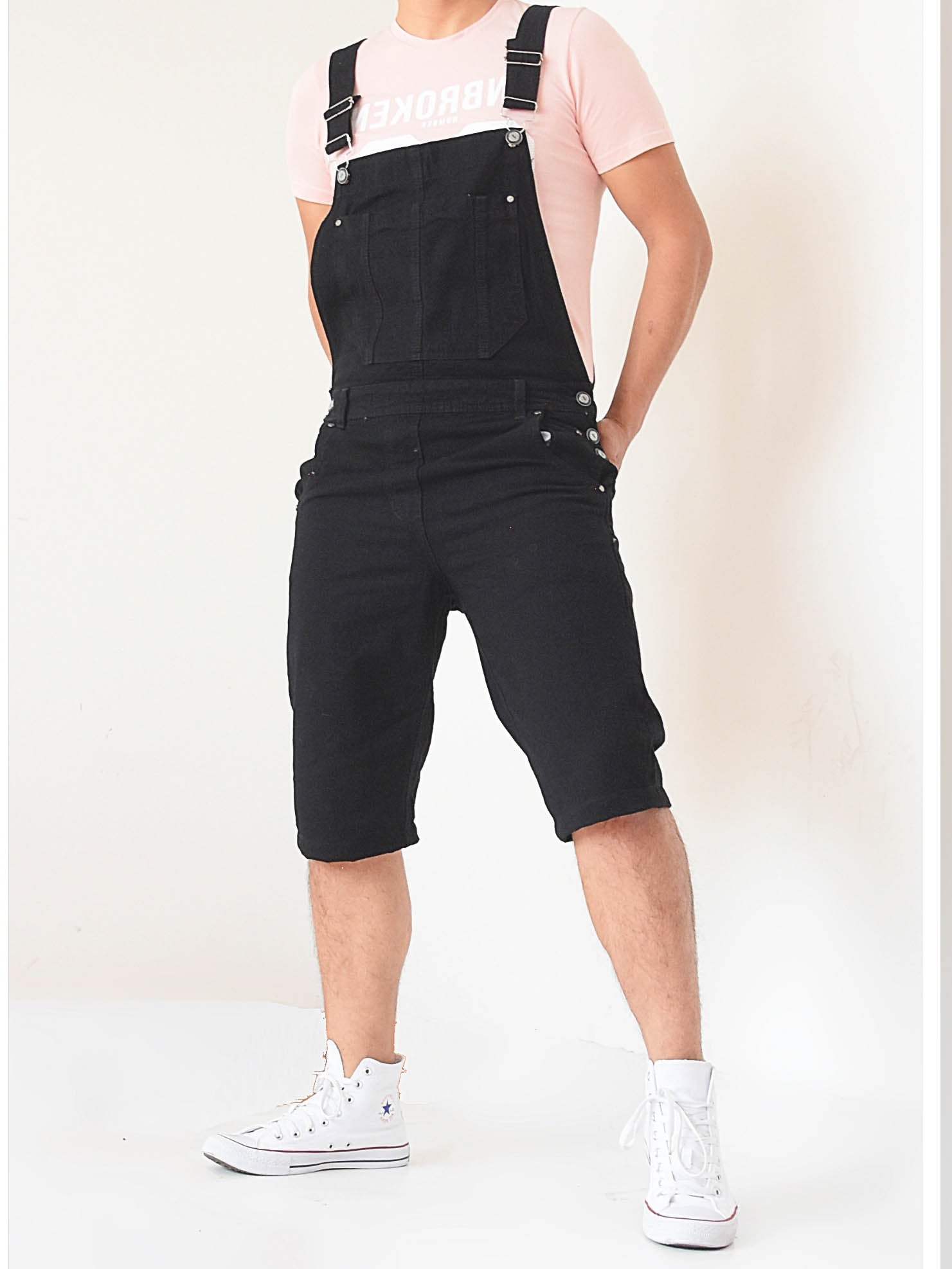 Jumper Overol De Mezclilla Negro Para Hombre Mezclilla Overol De