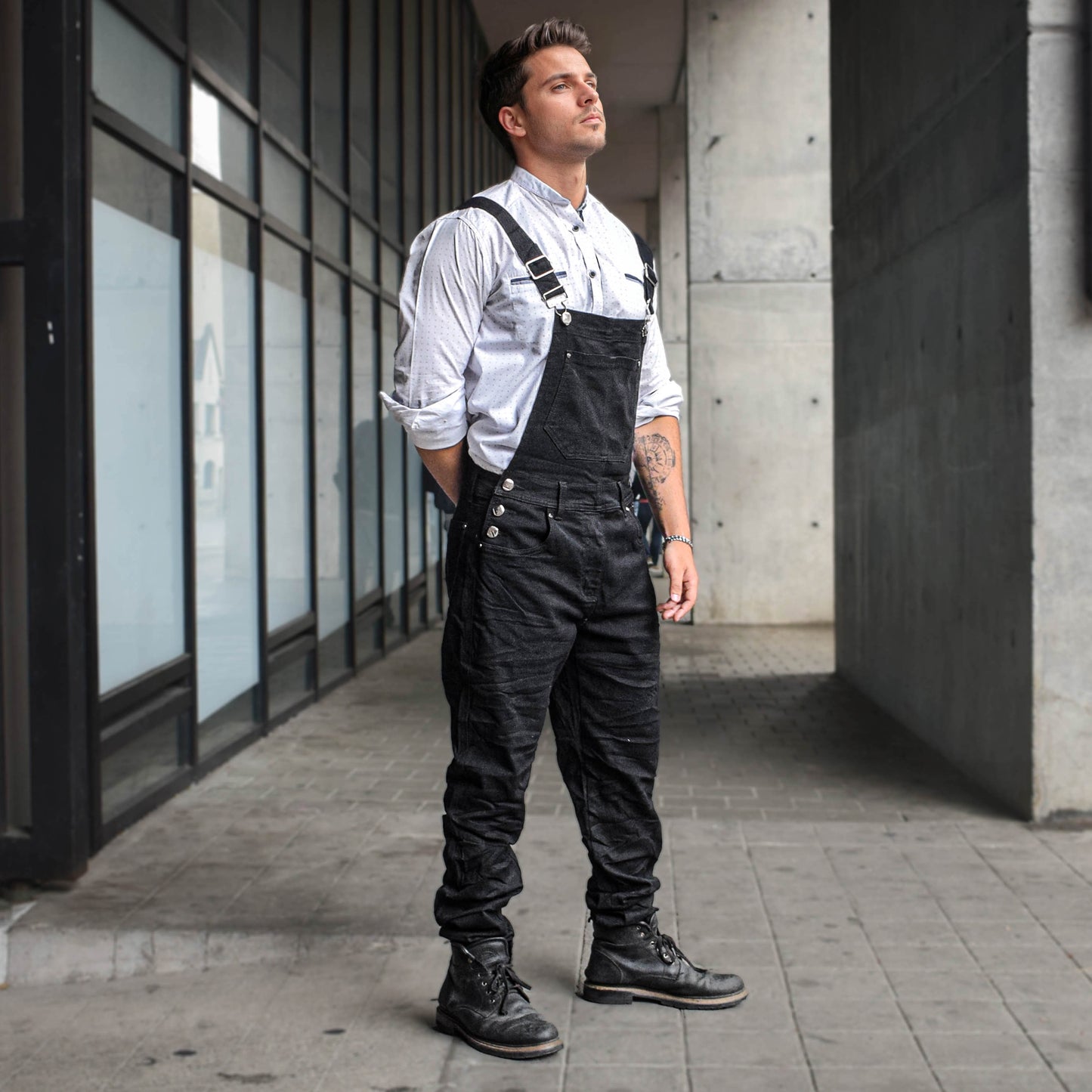 Overol Licrado Hombreen Jean - Negro