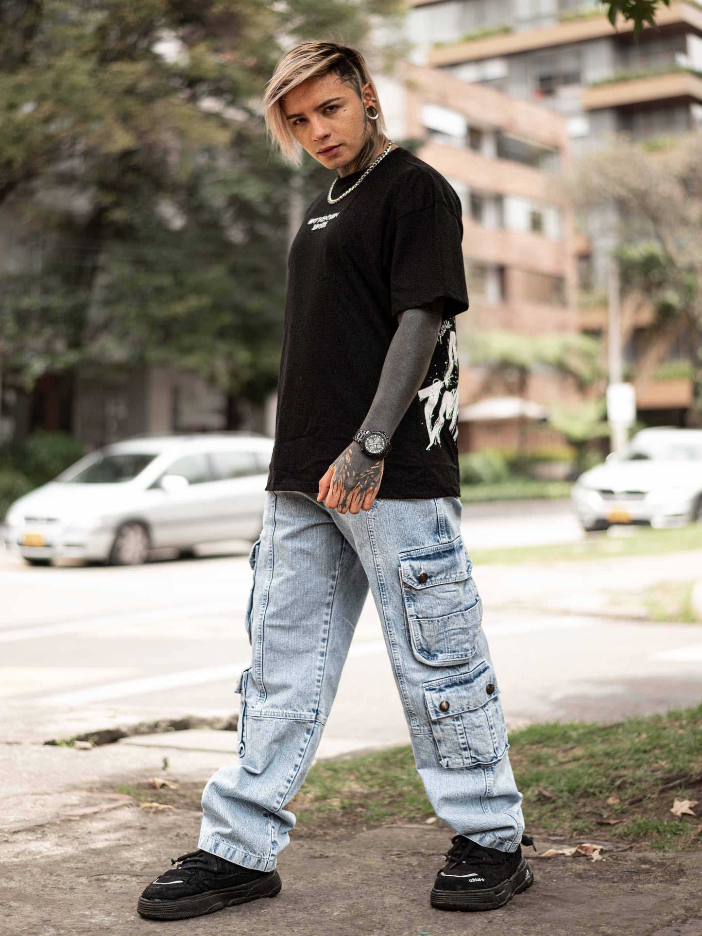 Jean Cargo Oversize - Azul Claro Frost