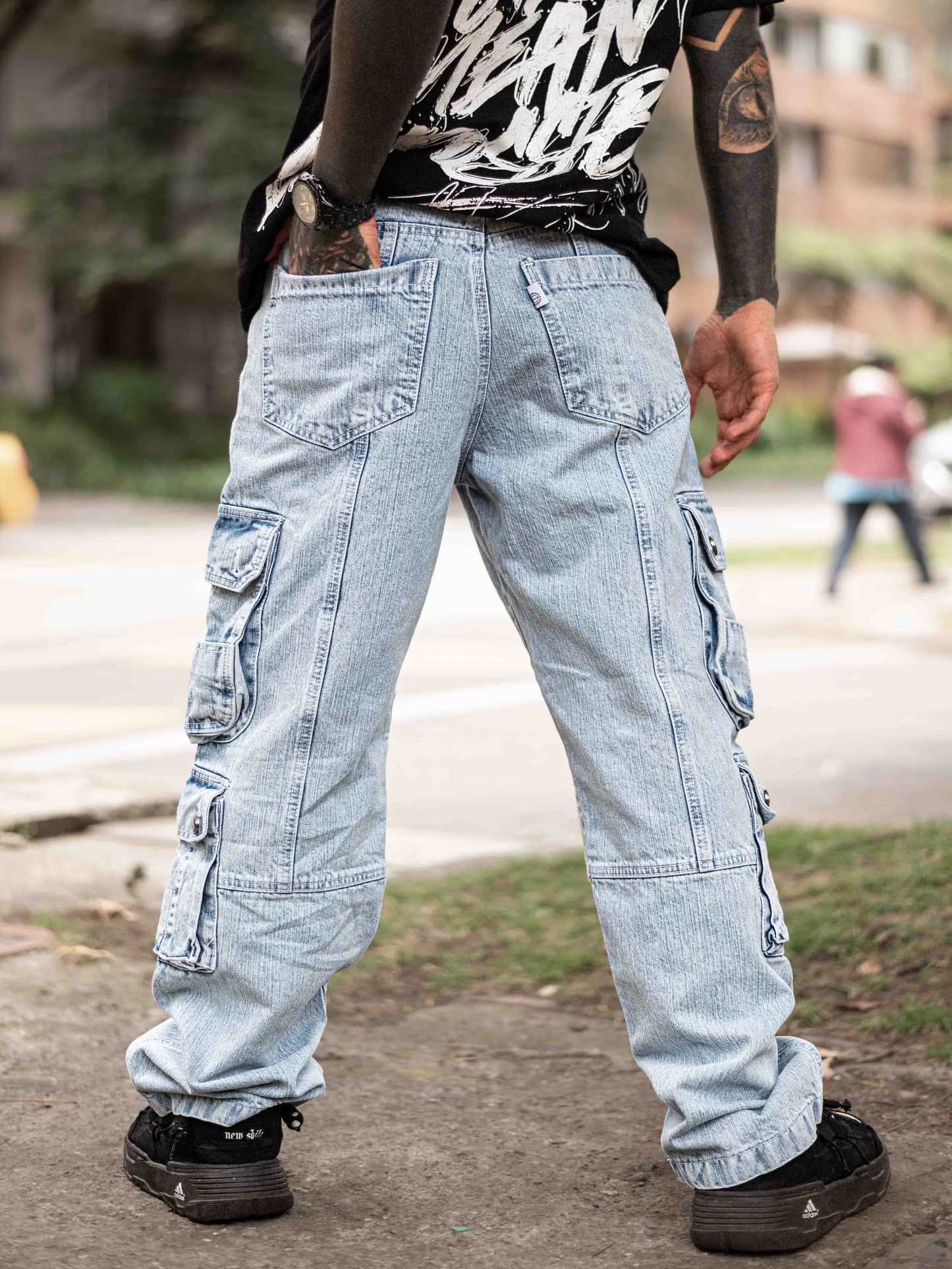 Jean Cargo Oversize - Azul Claro Frost