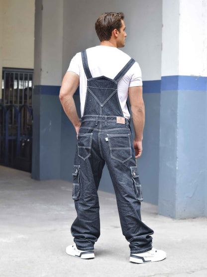 Overol Cargo Clásico en Jean - Negro Pimienta