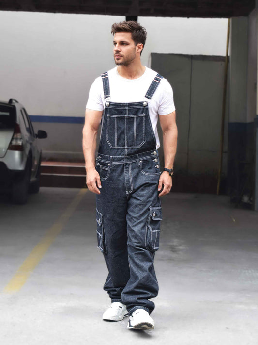 Overol Cargo Clásico en Jean - Negro Pimienta