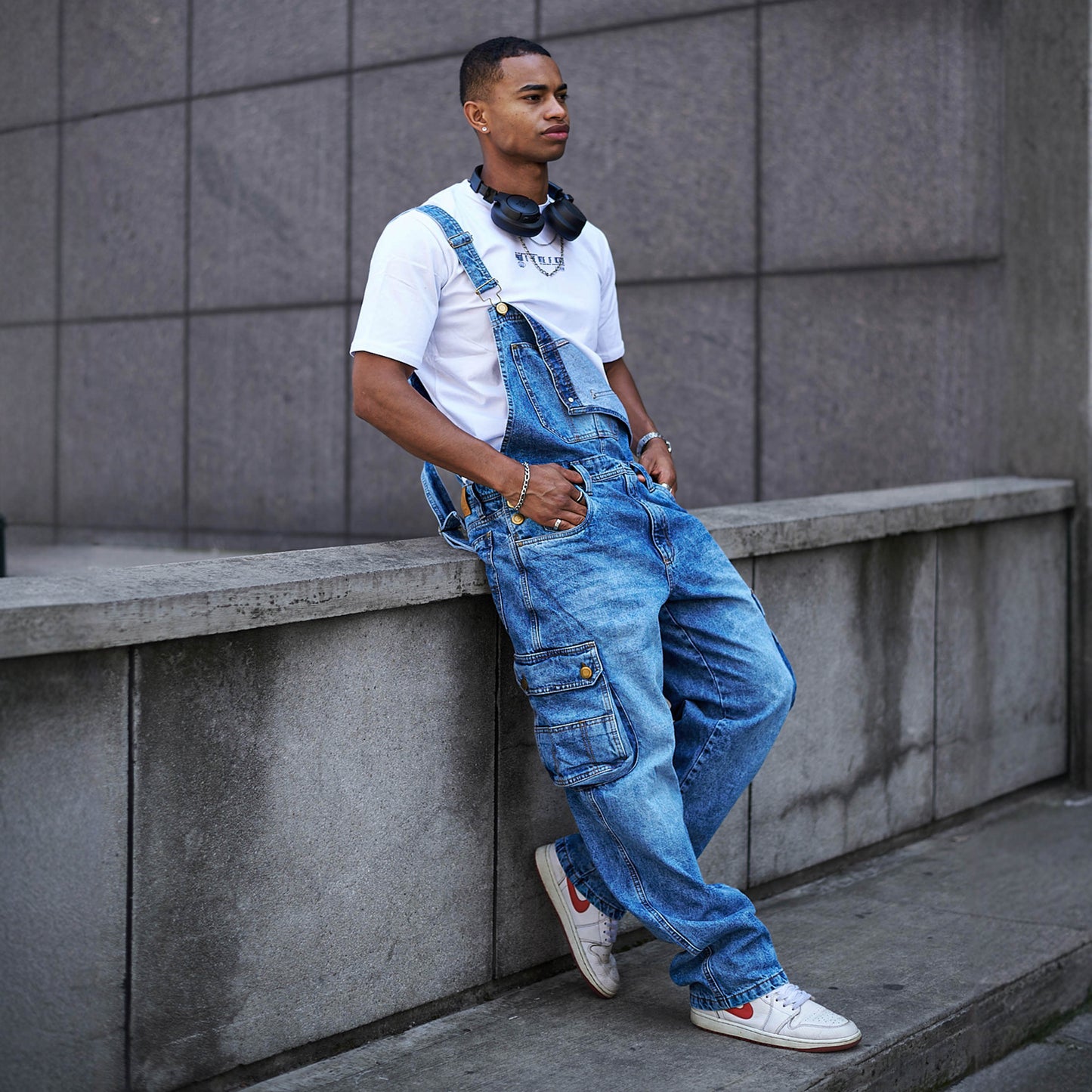 Overol Cargo Clásico Hombre Jean - Azul Frost
