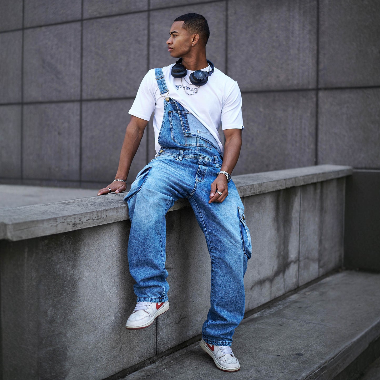 Overol Cargo Clásico Hombre Jean - Azul Frost