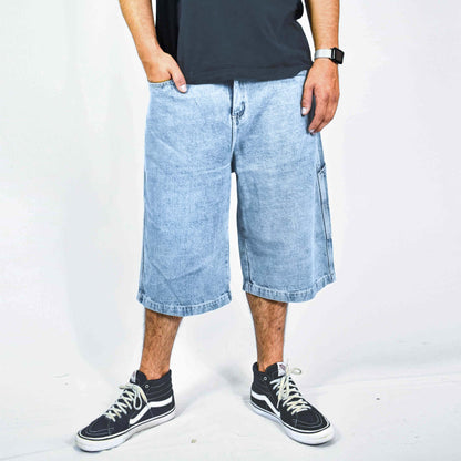 Bermuda Clasica Oversize Hombre en Jean - Azul Frost