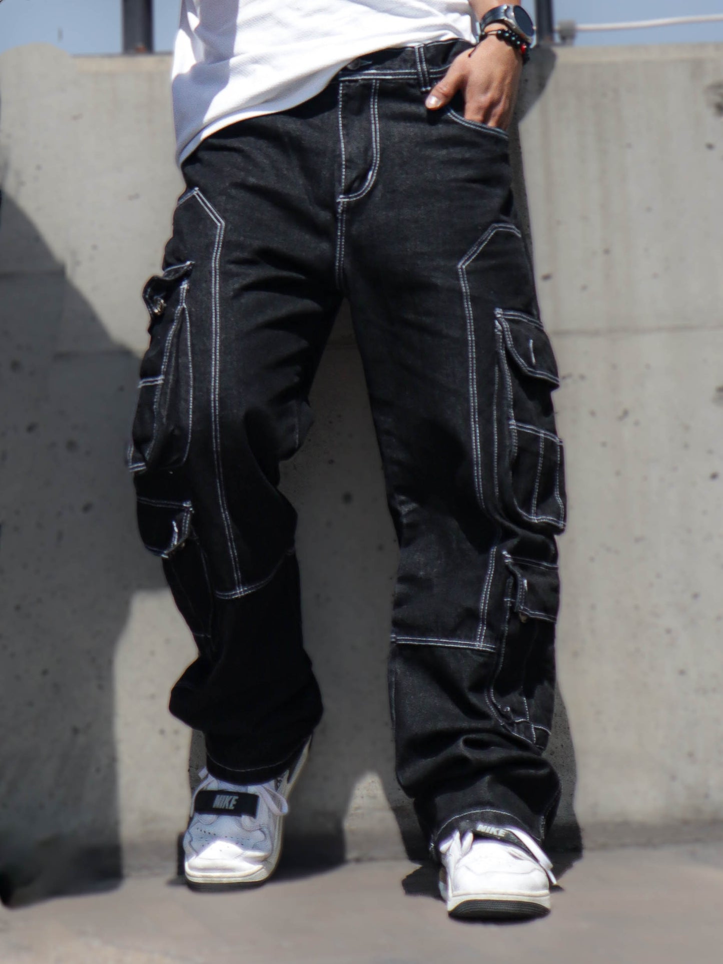 Jean Cargo Oversize  - Negro