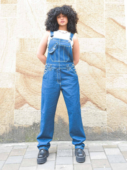 Overol Clásico Hop Mujer en Jean - Azul Medio