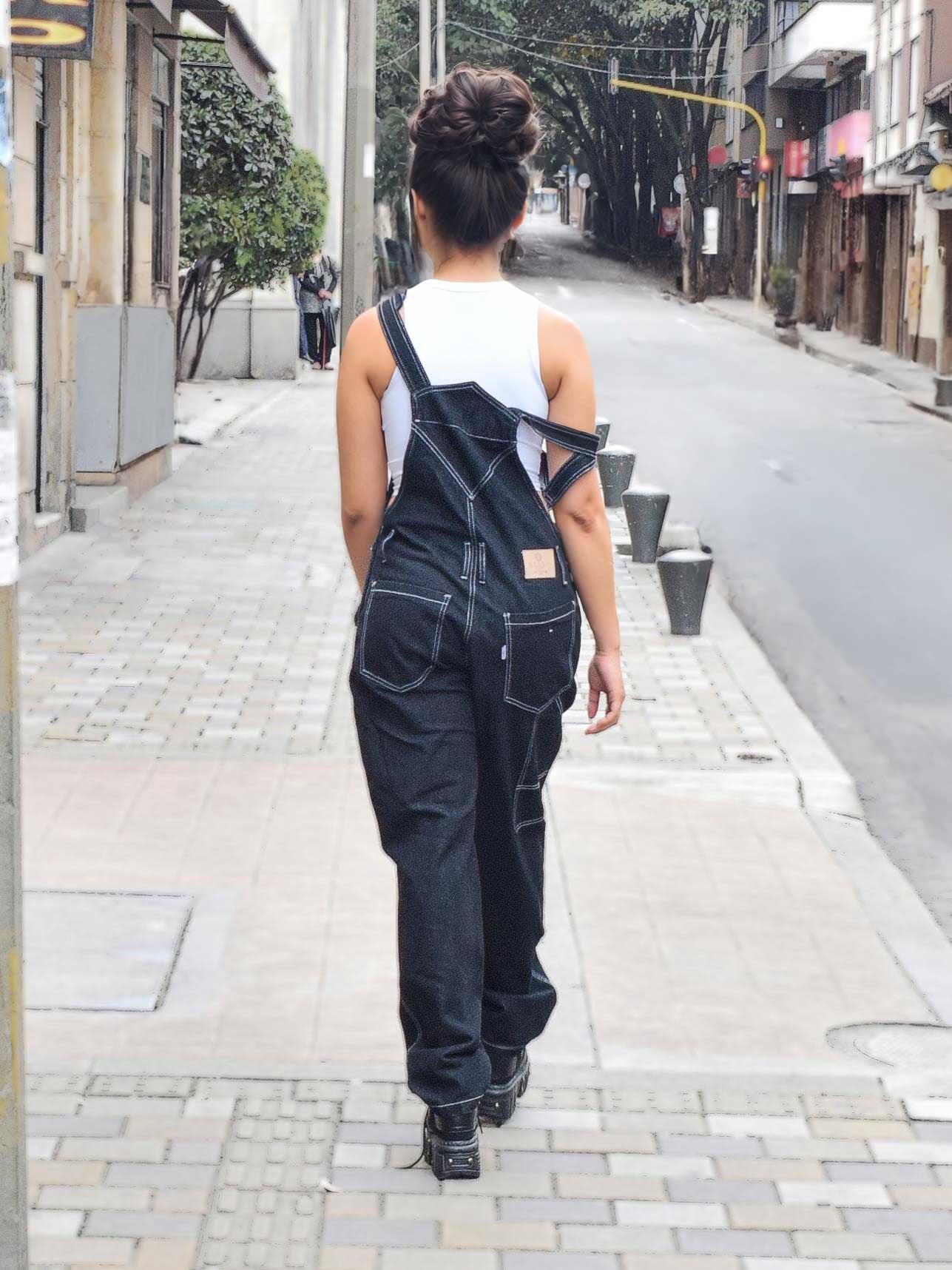 Overol Clásico Hop Mujer en Jean - Negro Pimienta