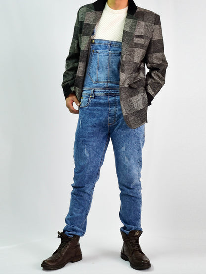 Overol Licrado en Jean con rotos- Azul Frost