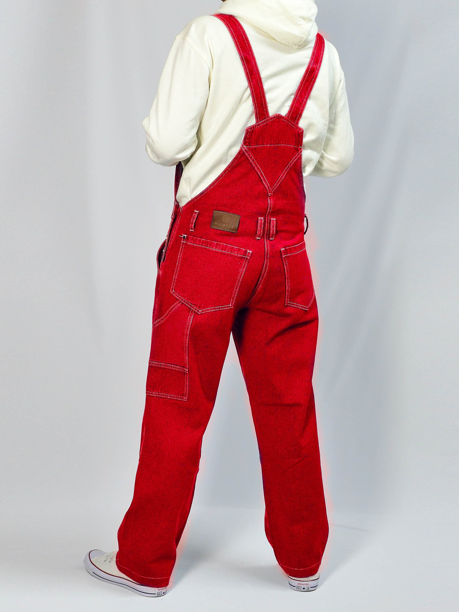 Overol Clasico Hop para Hombre en Jean Rigido Bota Ancha Rojo