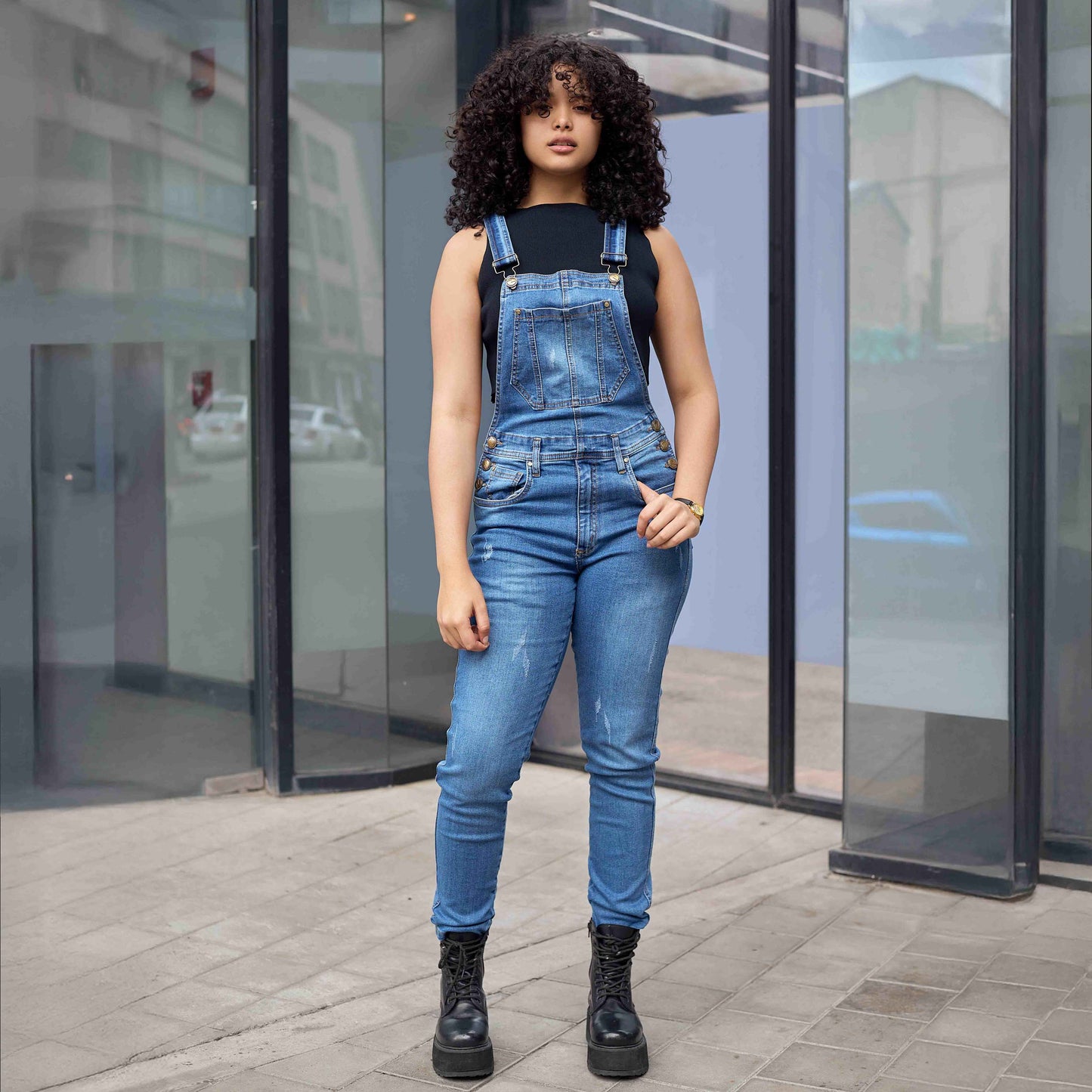 Overol Licrado Mujer en Jean - Azul Medio