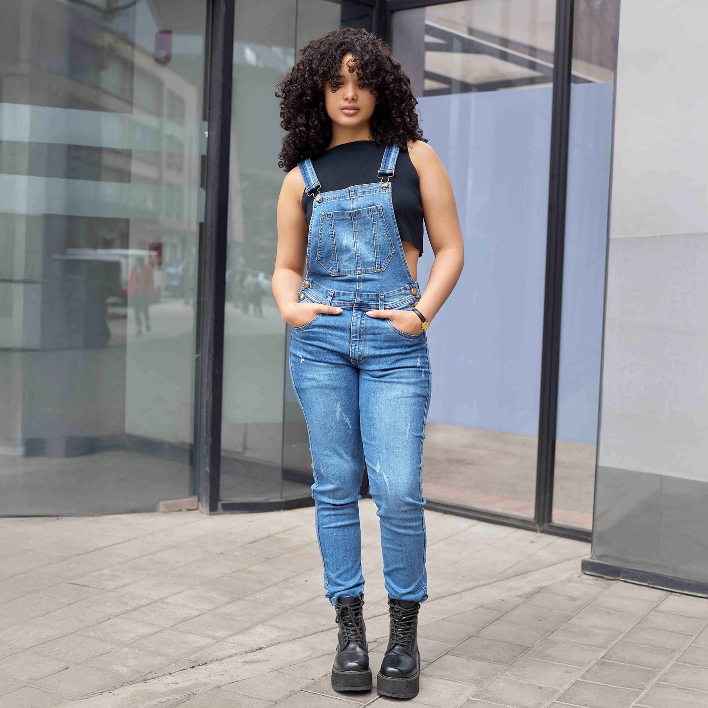 Overol Licrado Mujer en Jean - Azul Medio