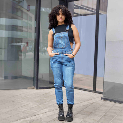 Overol Licrado Mujer en Jean - Azul Medio