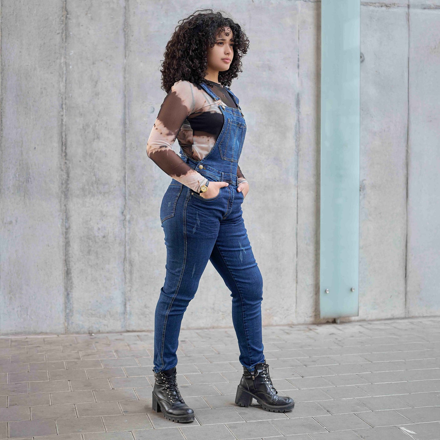 Overol Licrado Mujer en Jean - Azul Oscuro