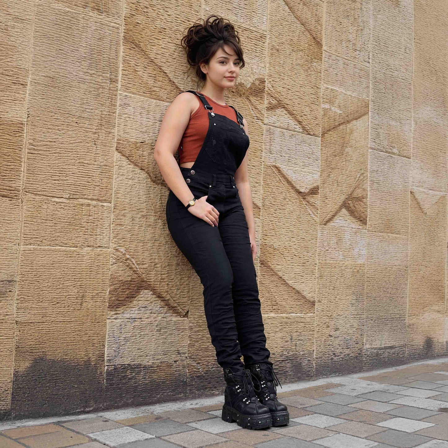 Overol Licrado Mujer en Jean - Negro