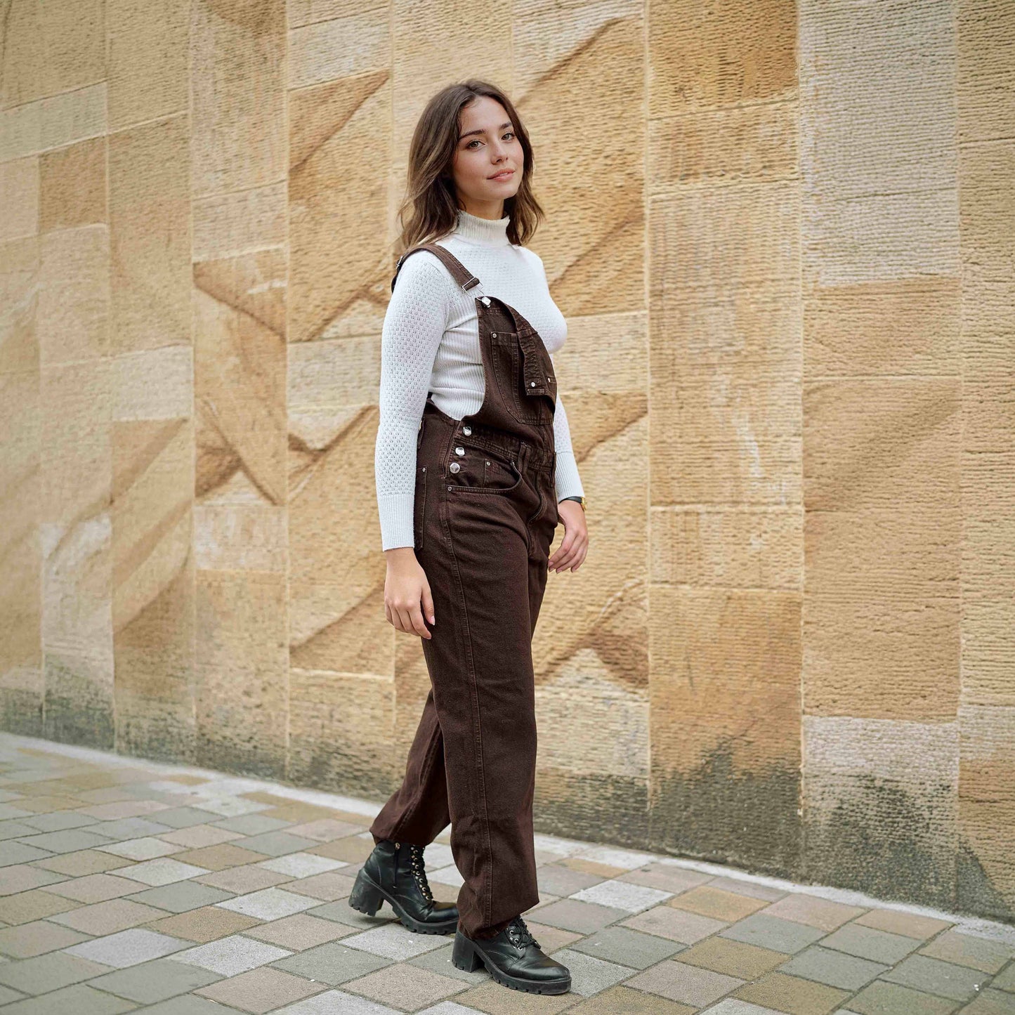 Overol Clásico Hop Mujer en Jean - Café