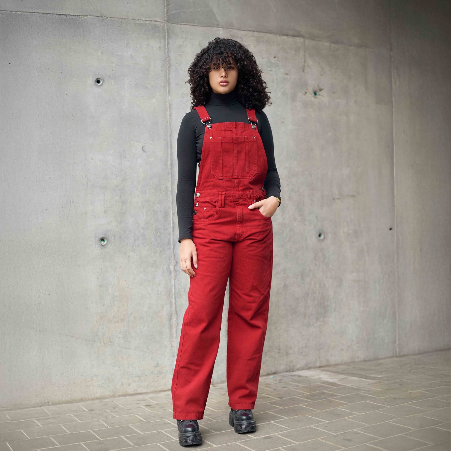 Overol Clásico Hop Mujer en Jean - Rojo