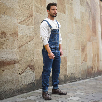 Overol Licrado Hombreen Jean - Azul Oscuro