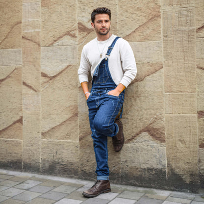 Overol Licrado Hombreen Jean - Azul Oscuro