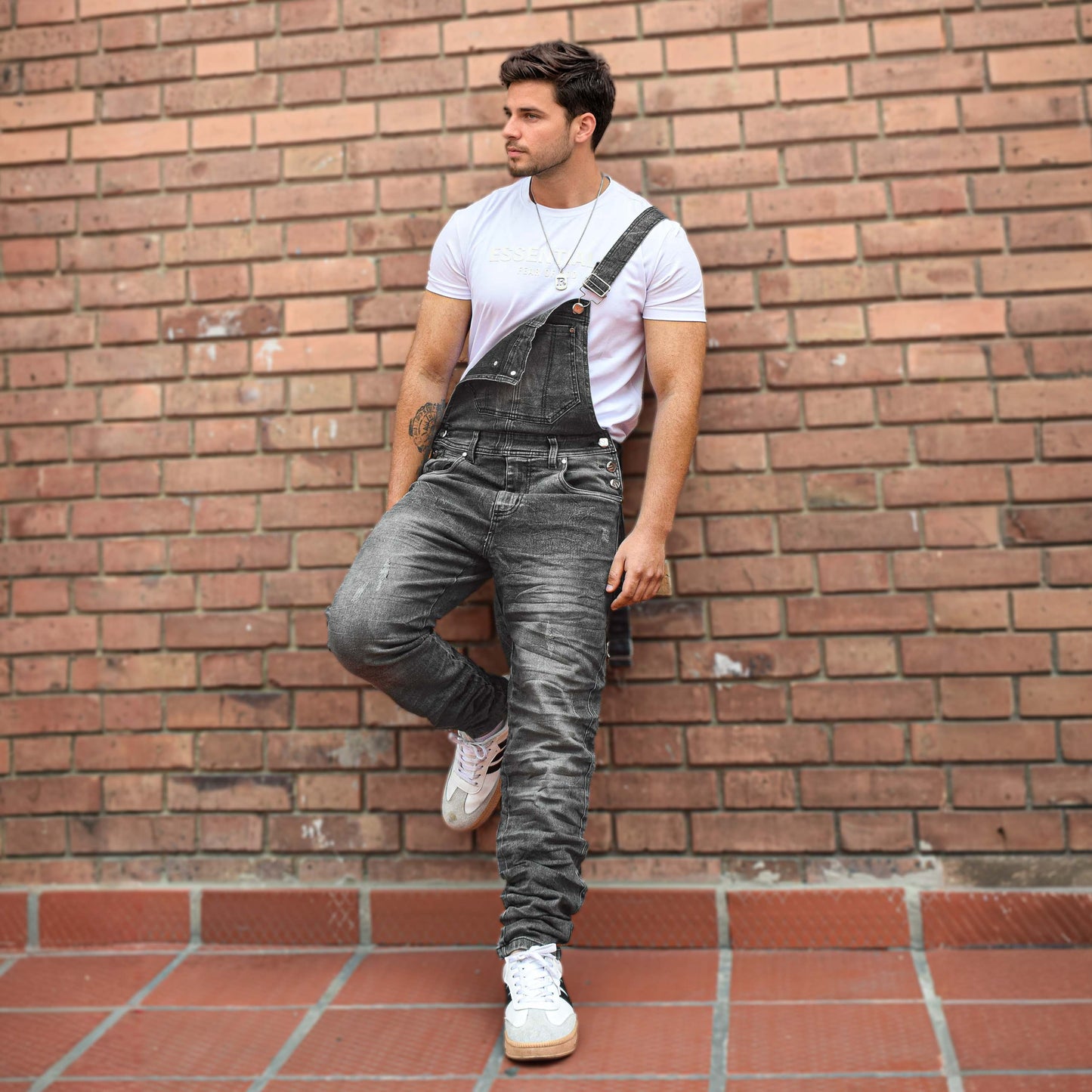 Overol Licrado Hombreen Jean - Gris