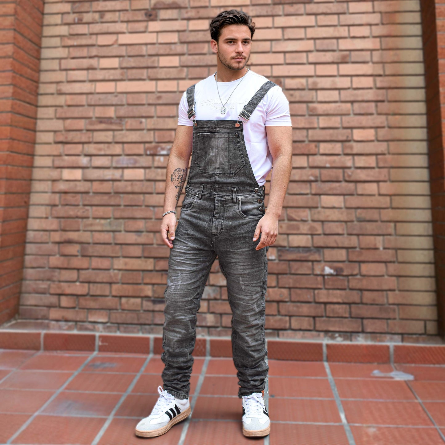 Overol Licrado Hombreen Jean - Gris