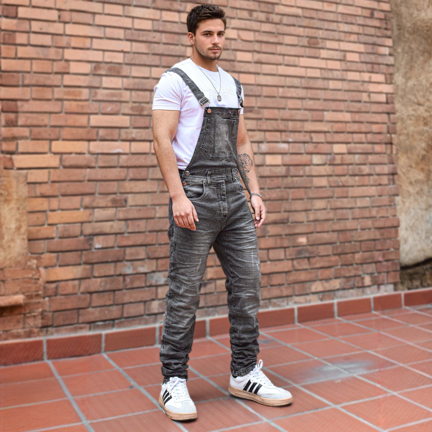 Overol Licrado Hombreen Jean - Gris