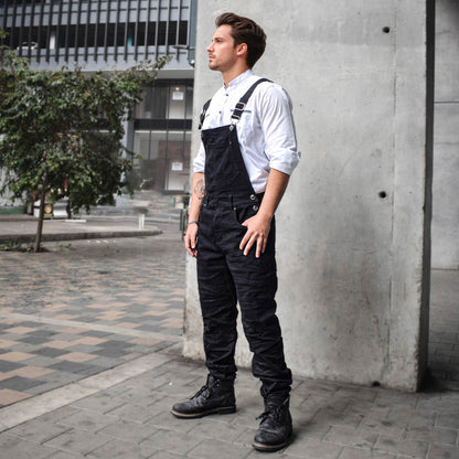 Overol Licrado Hombreen Jean - Negro