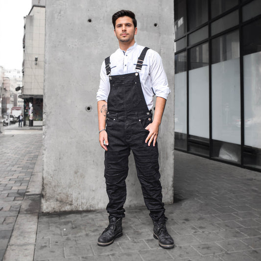 Overol Licrado Hombreen Jean - Negro
