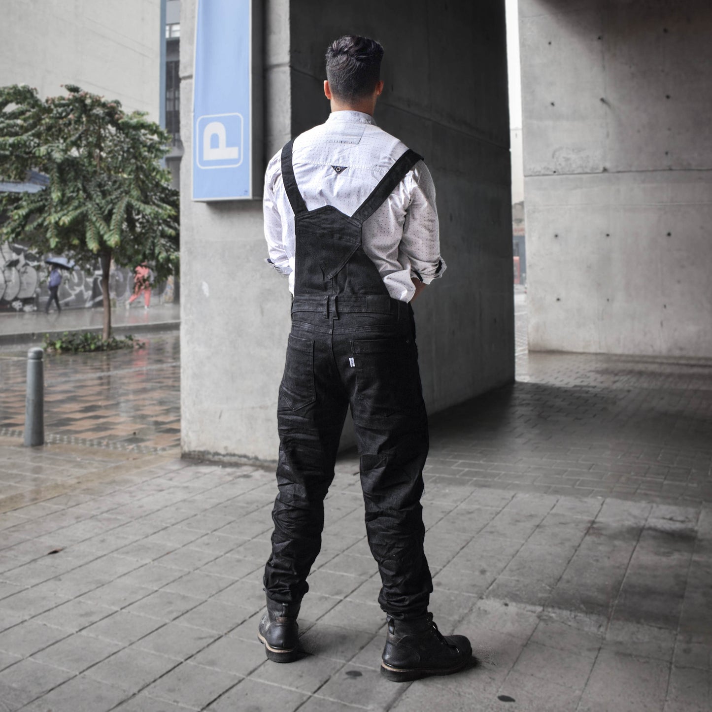 Overol Licrado Hombreen Jean - Negro