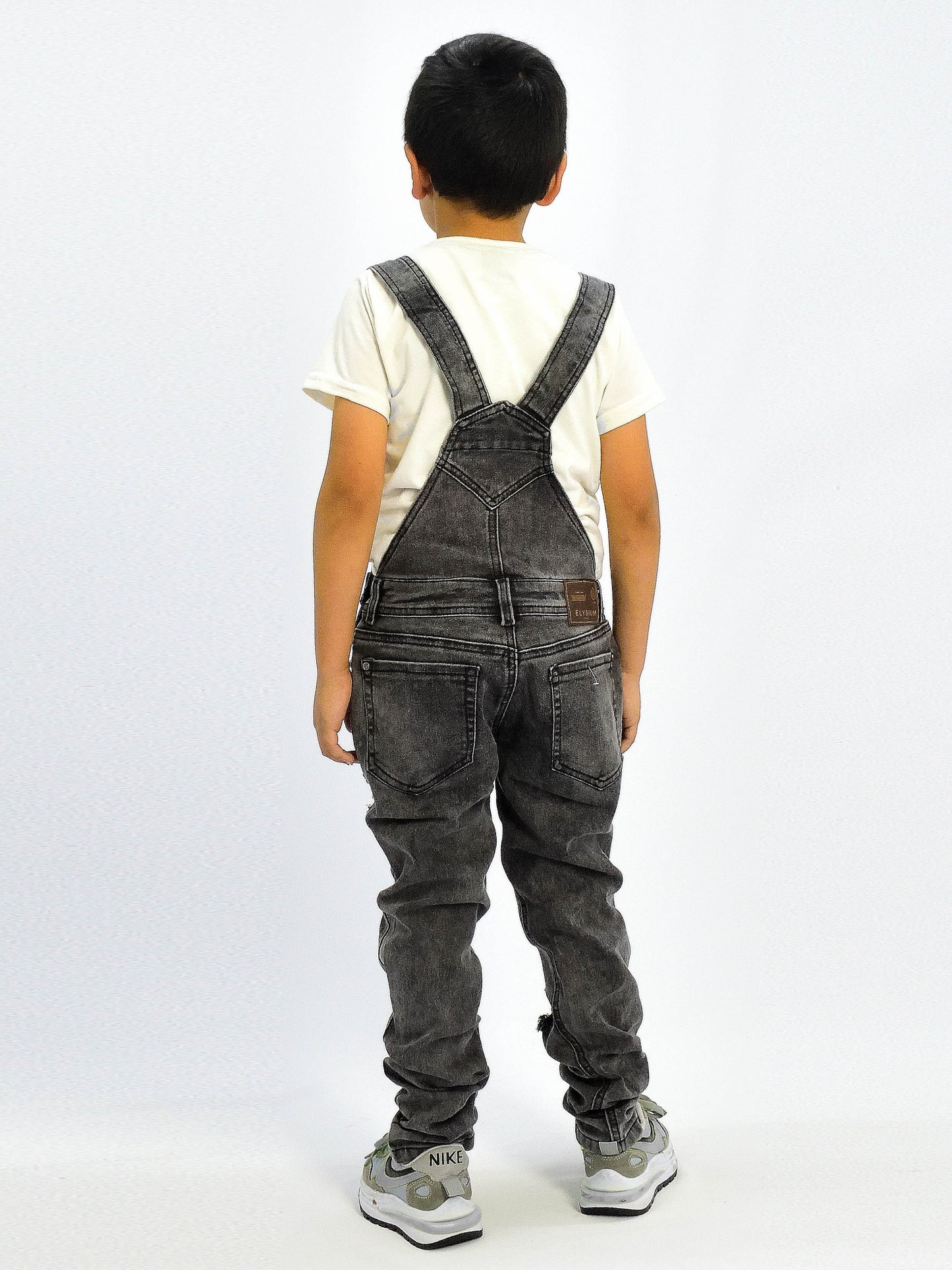 Overol Niño Licrado con Rotos en Jean - Gris