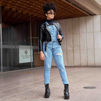 Overol Licrado con Rotos Mujer en Jean - Azul Frost