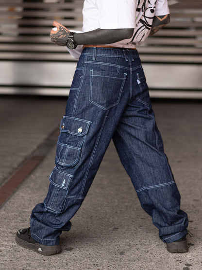 Jean Cargo Oversize  - Azul Oscuro
