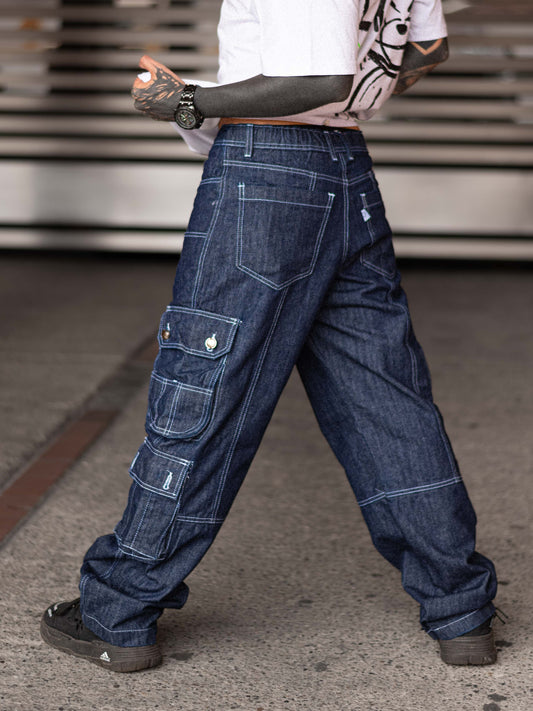 Jean Cargo Oversize  - Azul Oscuro
