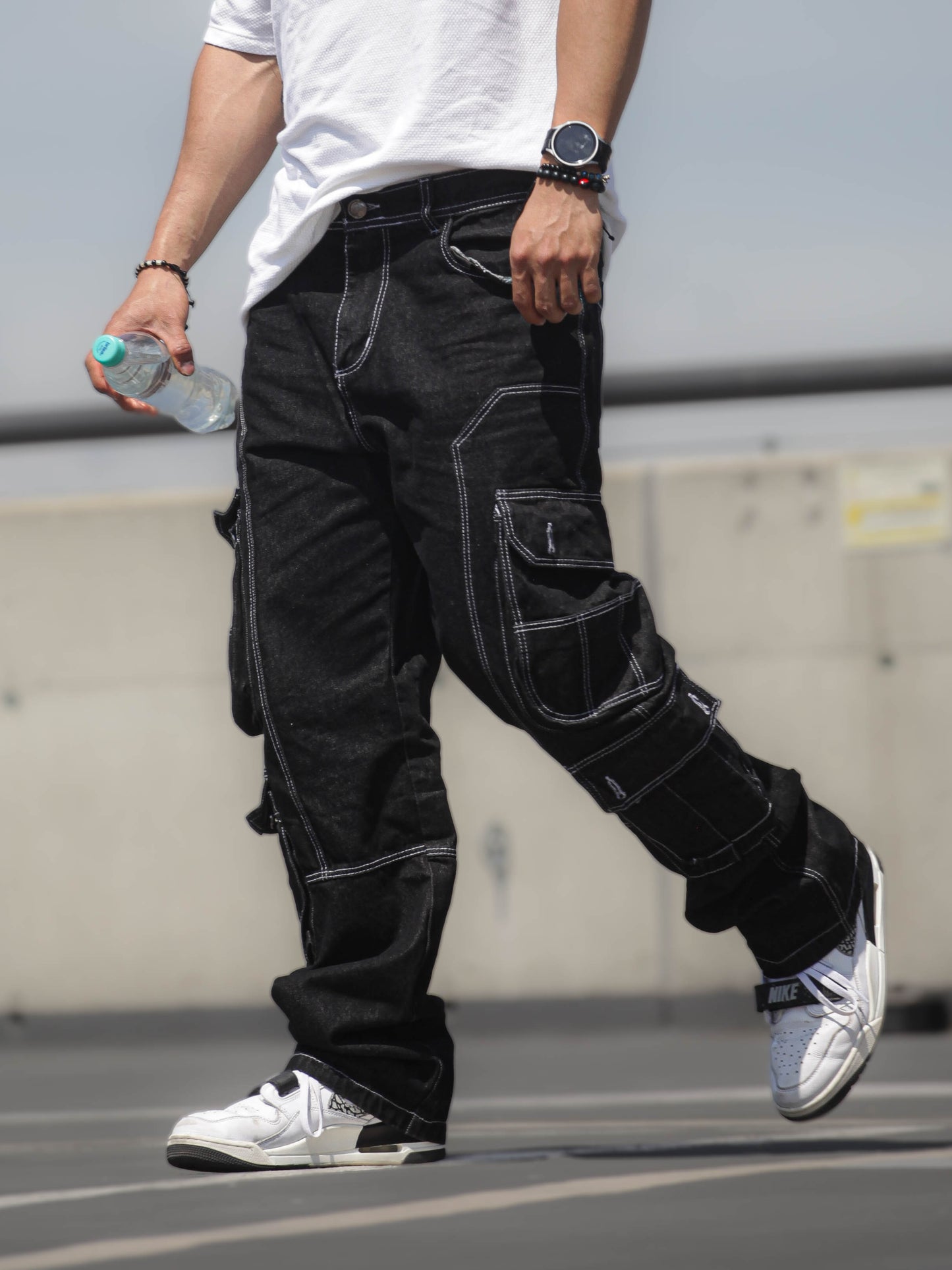 Jean Cargo Oversize  - Negro